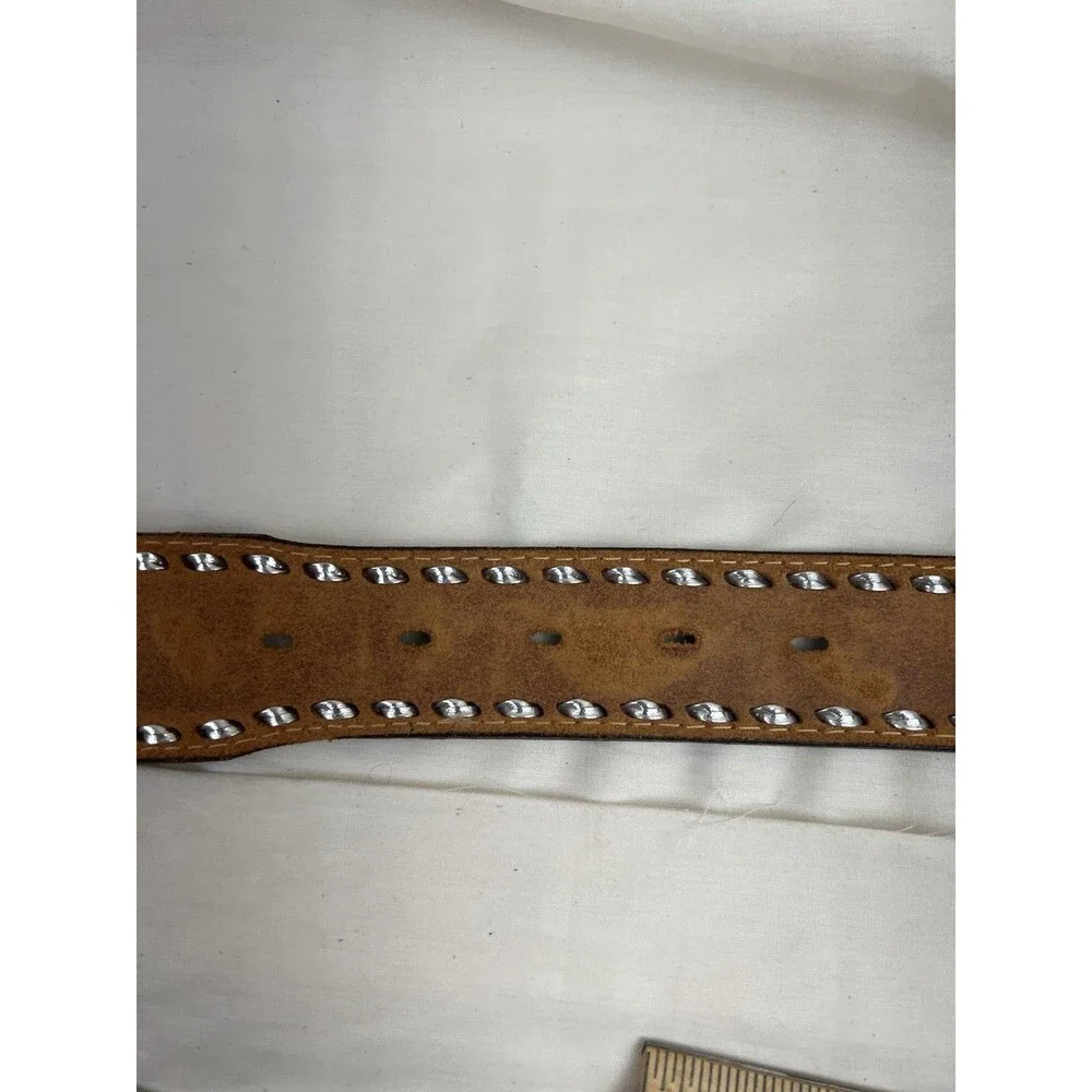 Vtg‎ Circle Y Womens Western Animal Scene Stamped Angie Tooled Belt Leather 32